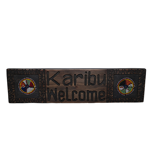 Karibu Kenya Wooden Placard